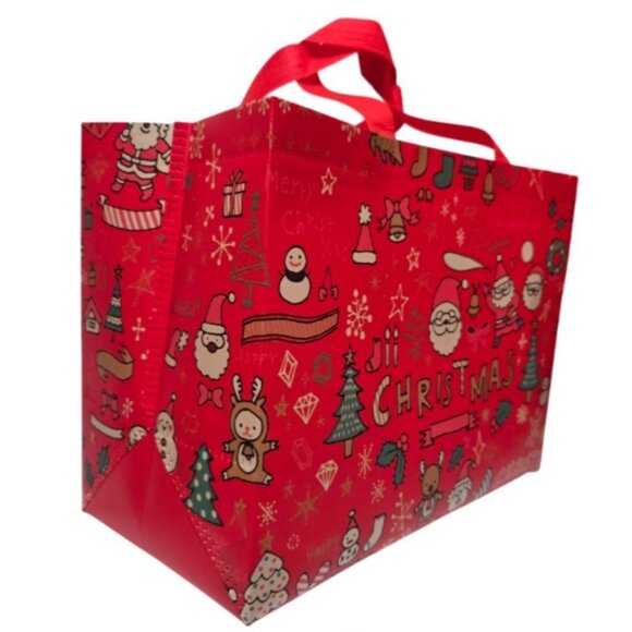 3 Pc. Christmas-Themed Large Gift Bag 1 Pair Socks Plastic Tumbler Gift Set NEW - Picture 6 of 16